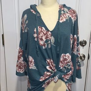 Xhilaration peonies sweatshirt 3/4 sleeve szL